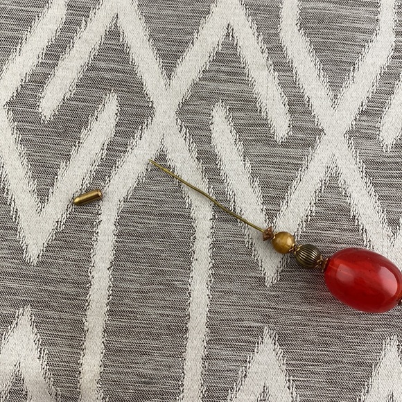 Vintage Beaded Red Hat Pin - Picture 3 of 4